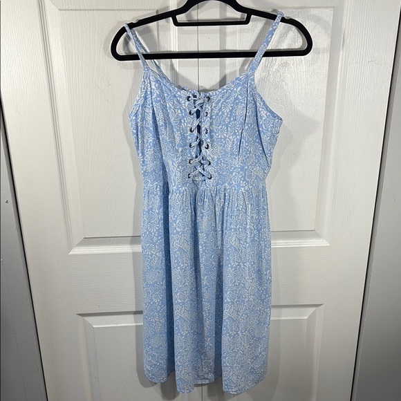 Torrid Light Blue Lace-Up Midi Dress - Picture 2 of 9